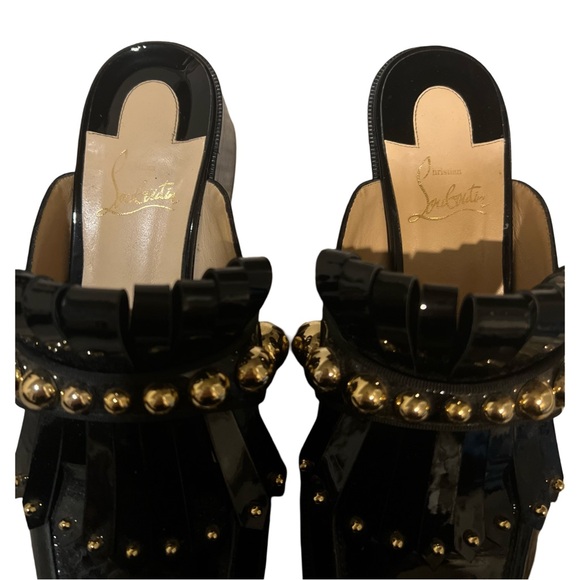 CHRISTIAN LOUBOUTIN PATENT BLACK MULES - Picture 5 of 9
